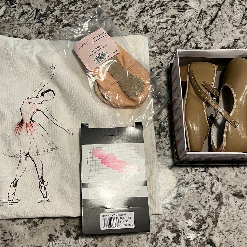 BRAND NEW - Dance Revolution - Tap Shoes, Ballet Shoes, Tights, & Tote - Size 12